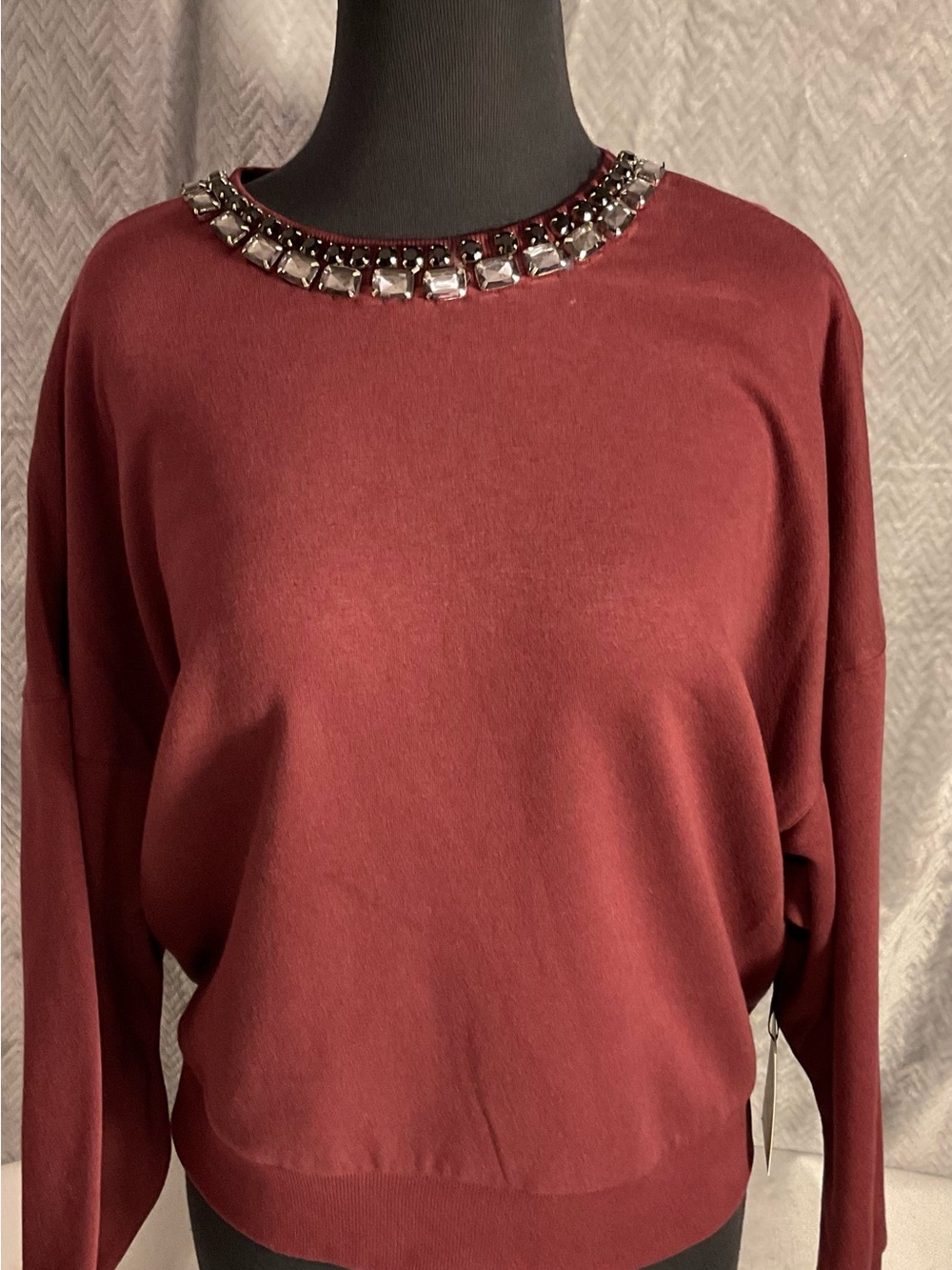 Simply Vera Vera Wang Wine Jeweled Crewneck Sweatshirt